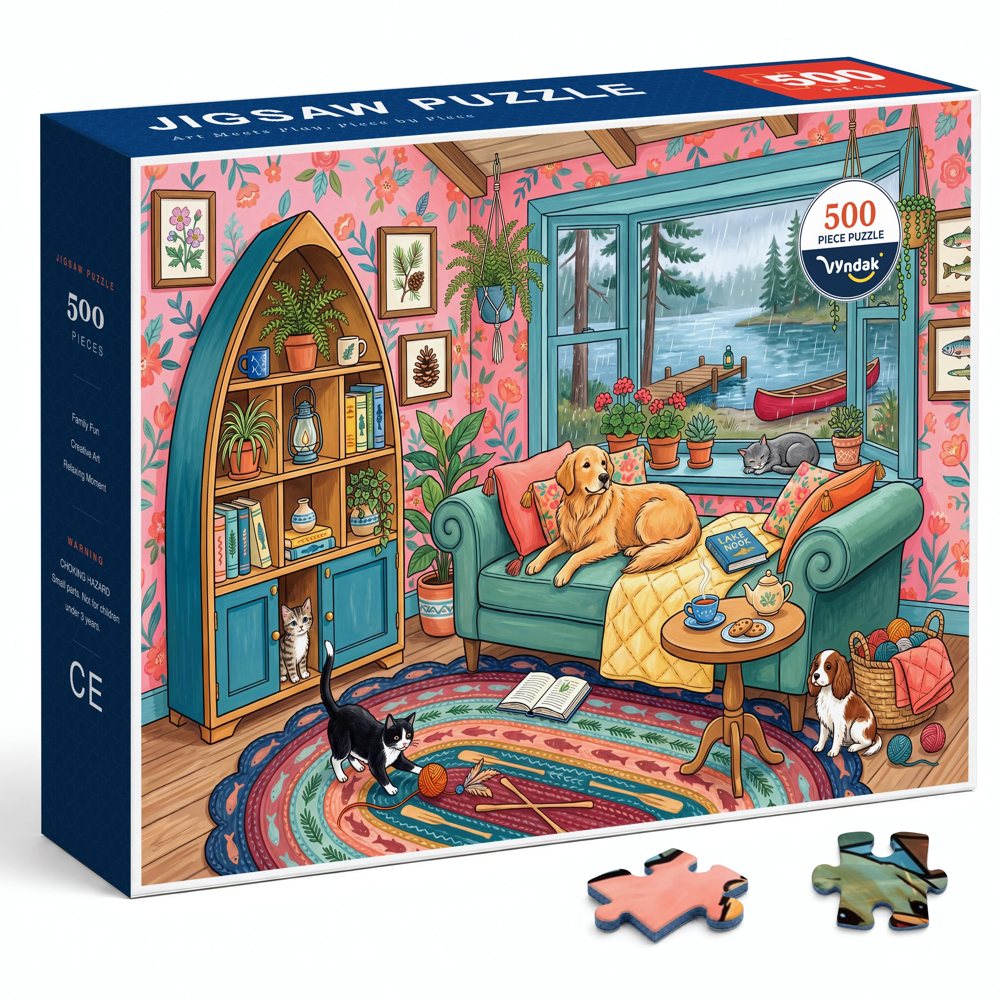 Rainy Lake Cottage 500 piece jigsaw puzzle